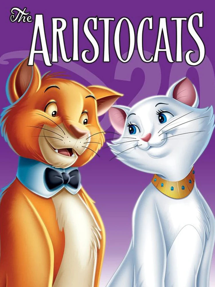 Aristocats Diamond Painting Kit | 5D DIY Full Round Drill Cat Mosaic | Cross Stitch Embroidery | Kids Gift & Home Decor Wall Art