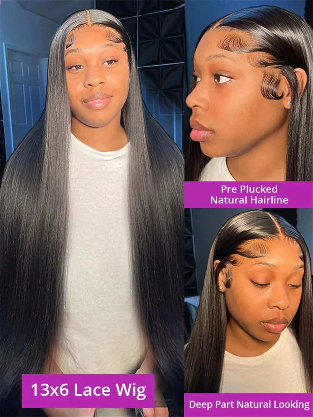 200 Density Straight Lace Front Wig Human Hair 13x4 HD Lace Front Wig for Women - Pre Plucked, Pre Cut, Bye Bye Knots