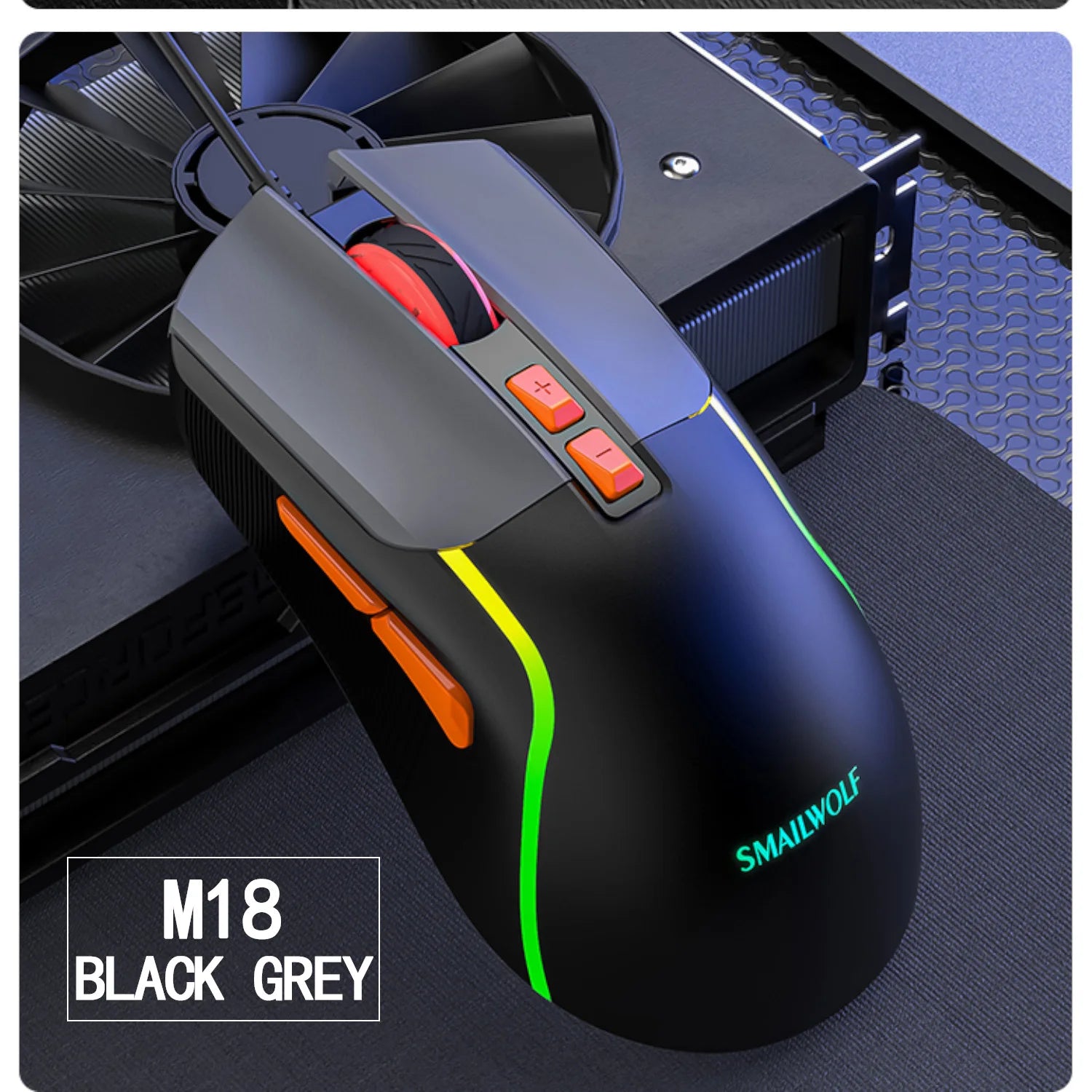 SMAILWOLF M18 RGB Gaming Mouse – Wired USB Ergonomic E-Sports Mouse for PC & Laptop