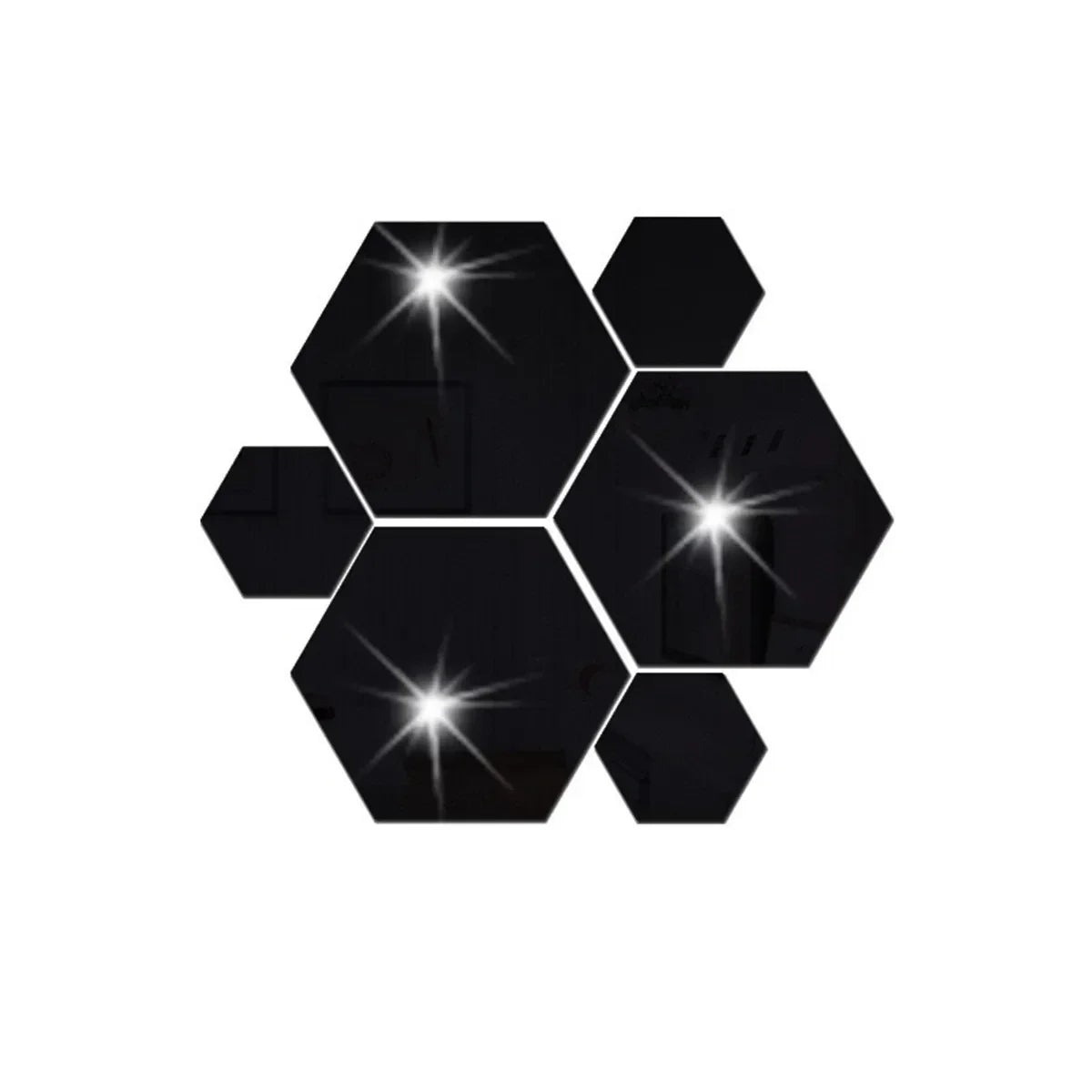 3D Hexagon Mirror Wall Stickers | 12pcs Acrylic DIY Removable Decal | Silver Gold Black Living Room Home Decor Art