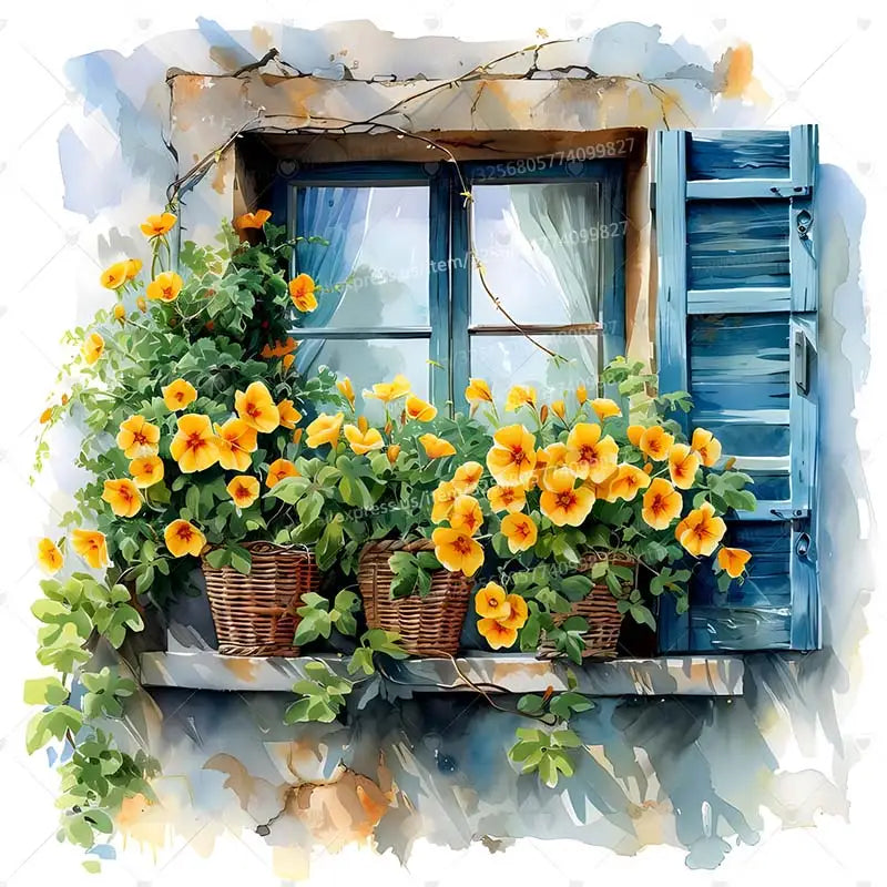 Watercolor Flower Wall Stickers | Removable PVC Window & Sofa Decals | Pastoral Floral Home Decor