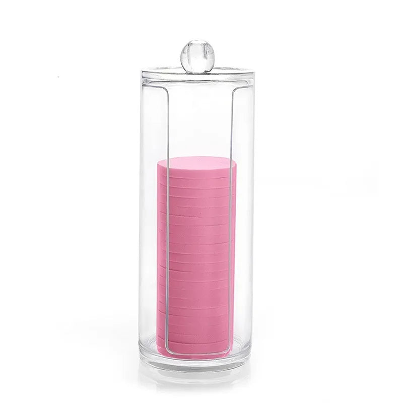 Acrylic Storage Box Bathroom Jar Makeup Organizer Cotton Round Pad Holder Cotton Swab Box Qtip Holder Dispenser with Bamboo Lid