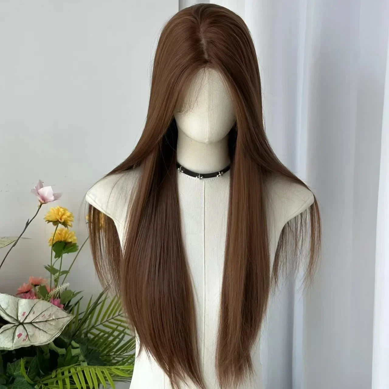 Brown Wig Long Shtriaght Hair Wig 24inch Light Brown Synthetic Wigs for Women Daily Use Heat Resistant Fibers Headband Wig 가발