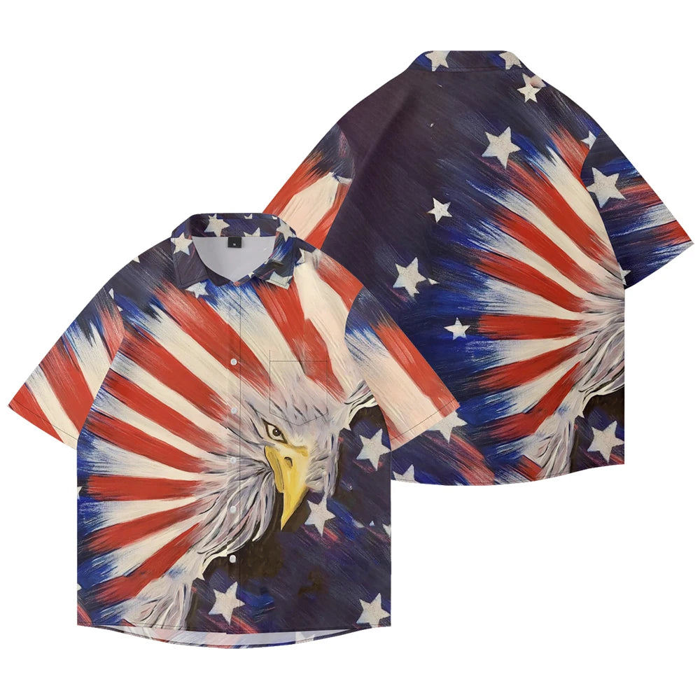 Men's American Flag Hawaiian Shirt – 4th of July Button-Up