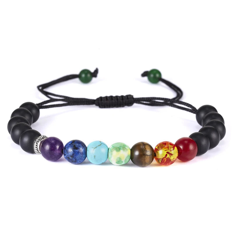Reiki Healing Stone Bracelet For Women Men Yoga Meditation Jewelry Handmade Woven Natural Crystal Beads Bracelet Bangle