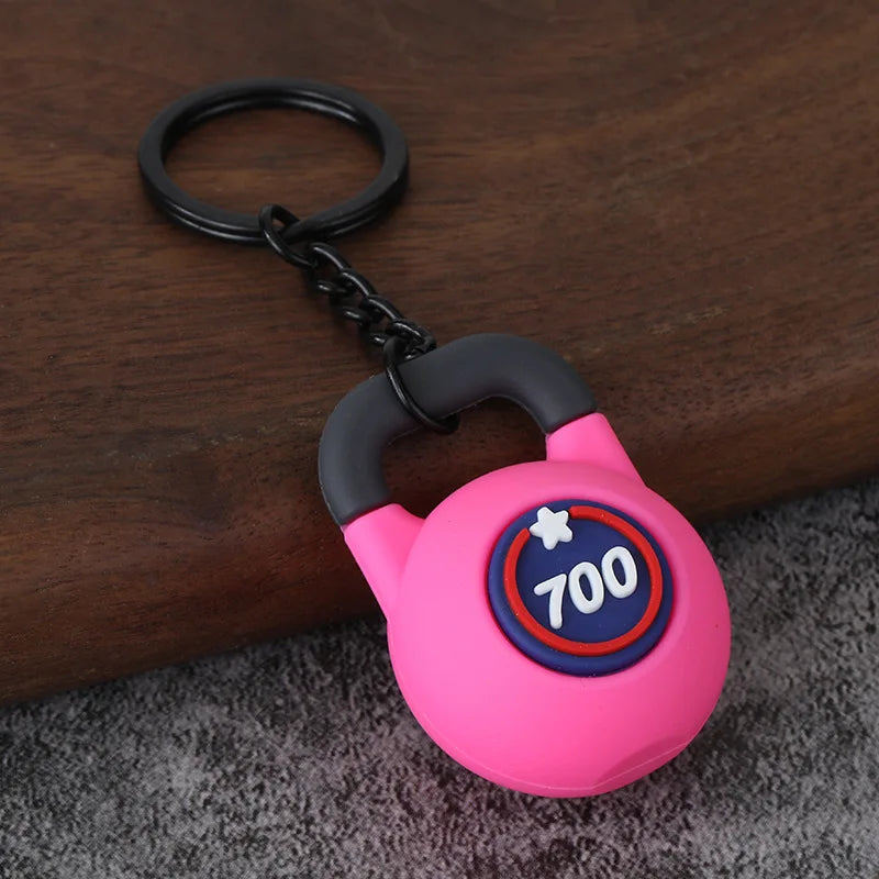 3D PVC Sports Fitness Pendant Mini Barbell Plates Keychain Kettlebells Water Cups Simulation Dumbbell Keyring Creative Bag Charm