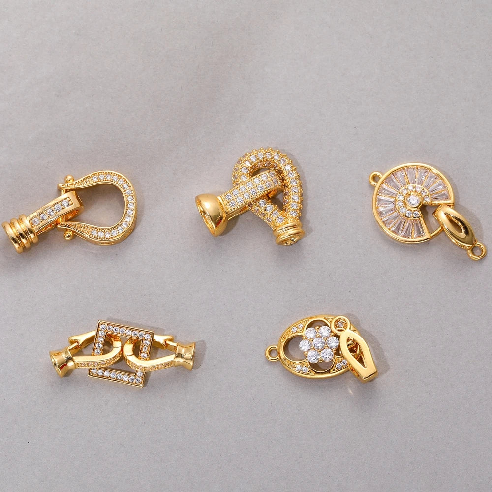 Juya Handmade 18K Gold Plated Decoration Connector Fastener Lock Clasps Accessories For DIY Needlework Beading Jewelry Making