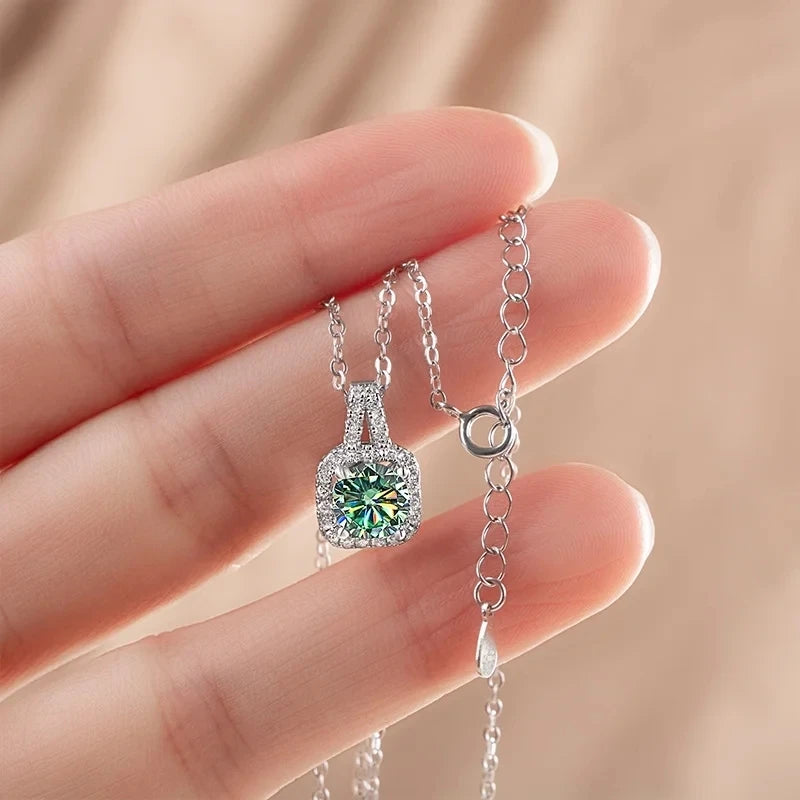 JoyceJelly S925 Sterling Silver Moissanite Diamond Jewelry Set – 1 Carat Necklace, Ring & Earrings