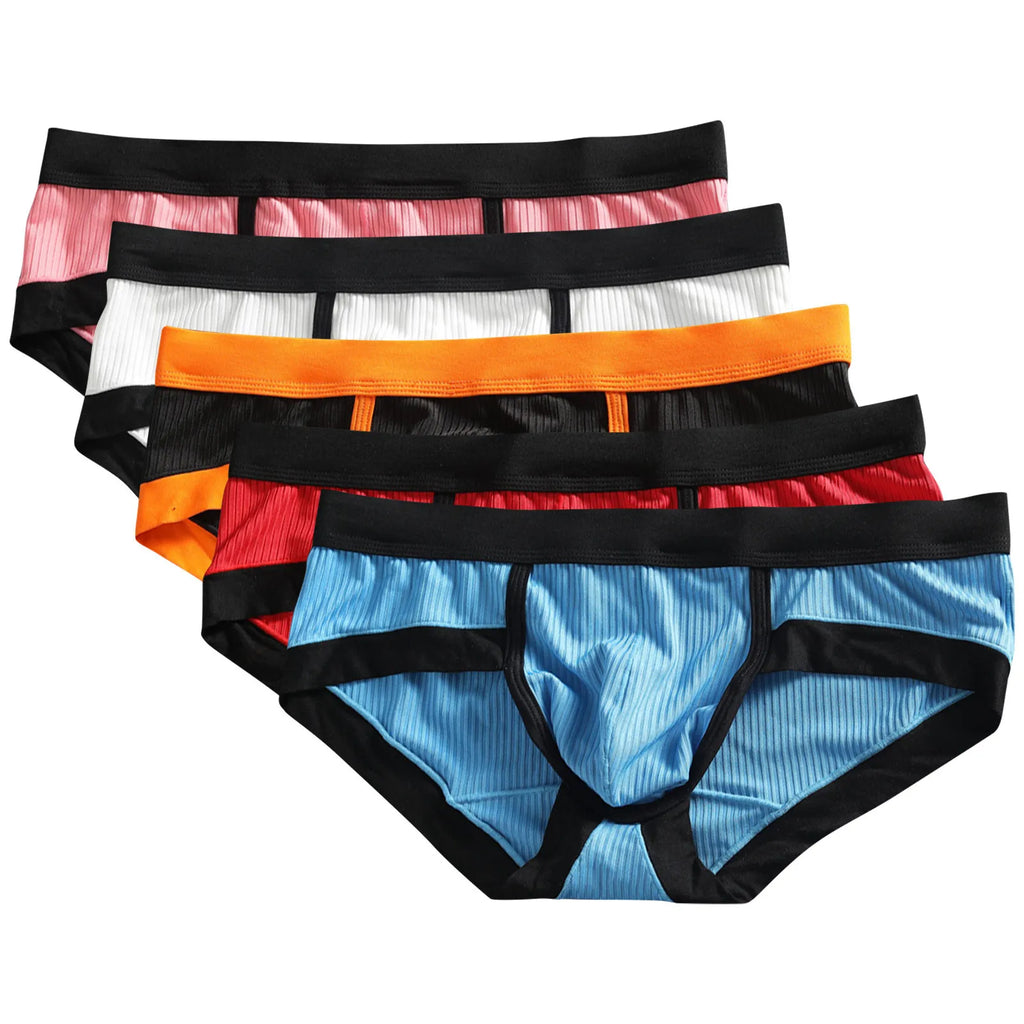 Men's low-waist sexy underwear U-convexs large bag youth striped Underpants breathable soft comfort loose fiber fabric briefs