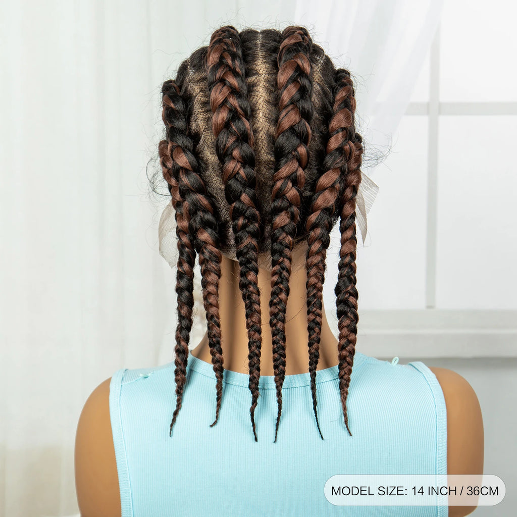 Synthetic Cornrow Braided Wigs Full Lace Short Cute Bob Wigs for Women Girls 14inch Lace Frontal Braided Lace Wig with Baby Hair