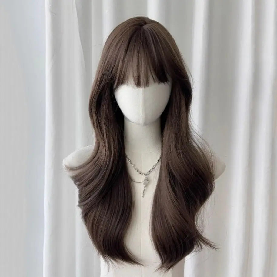 Ashely Black Brown Wig for Woman 24inch Daily Use Lolita Water Wavy Big Waves Long Curly Hair Long Straight Hair Synthetic Wigs