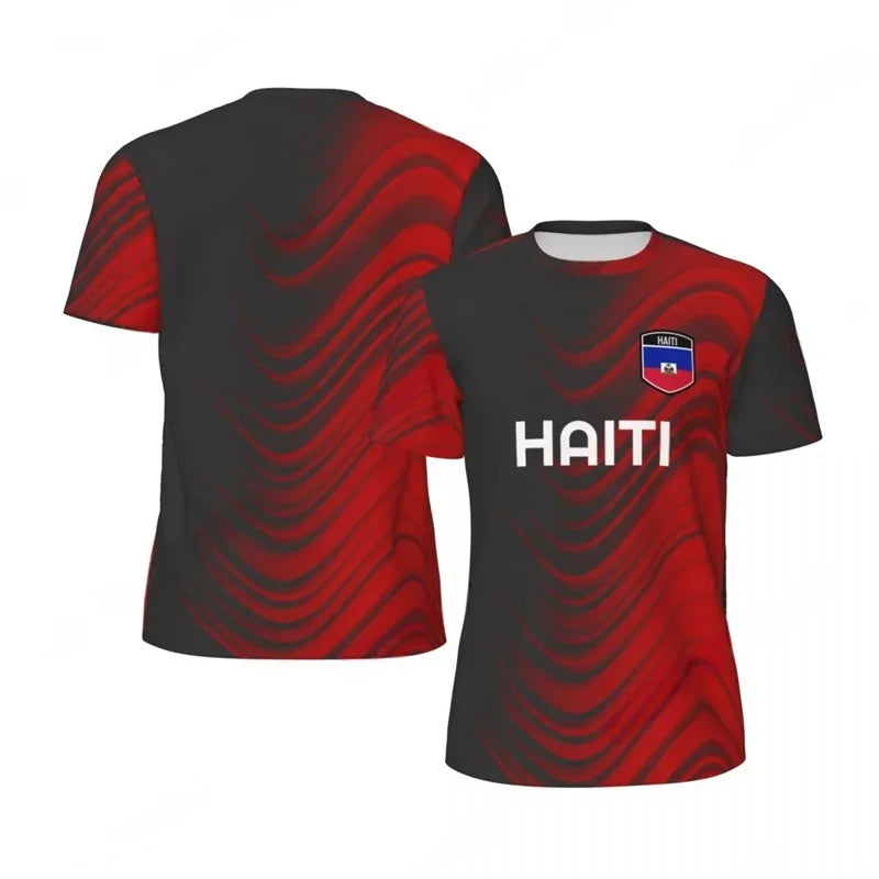 Haiti Flag Football 3D Print Sport T-Shirt – Men's Breathable Round Neck Tee