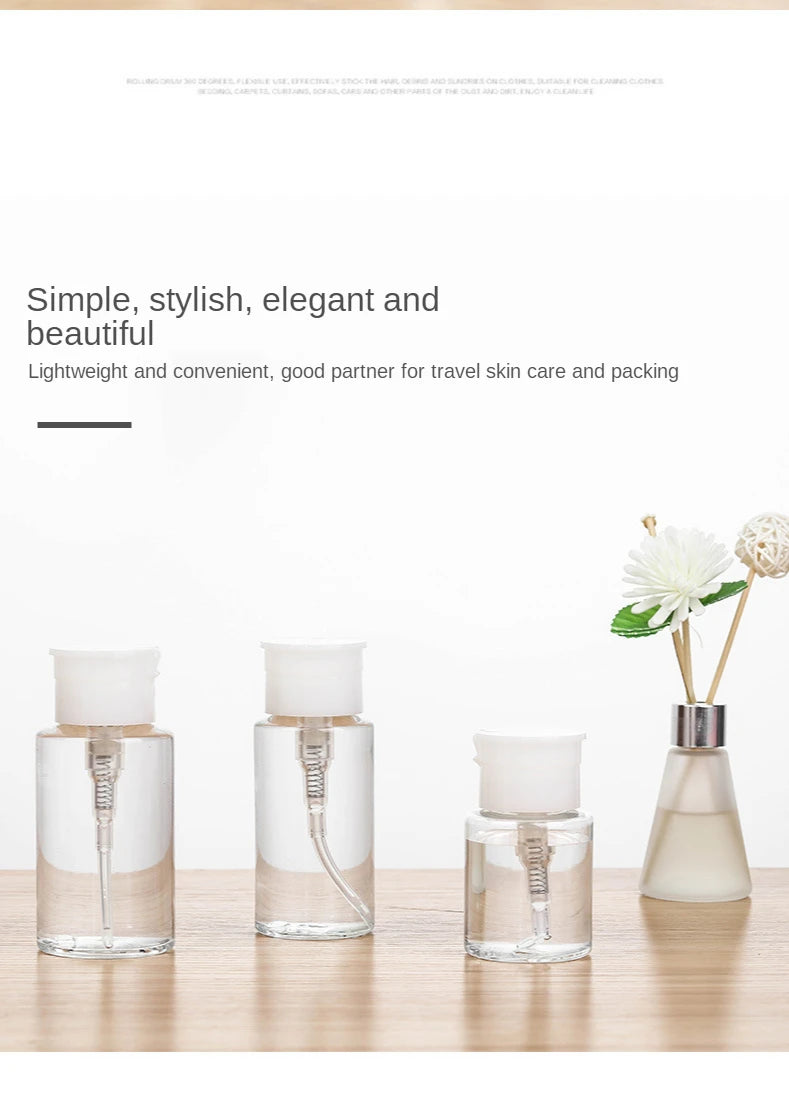 Refillable Push-Type Pump Dispenser Bottle – Empty Bottle for Nail Polish Remover & Makeup