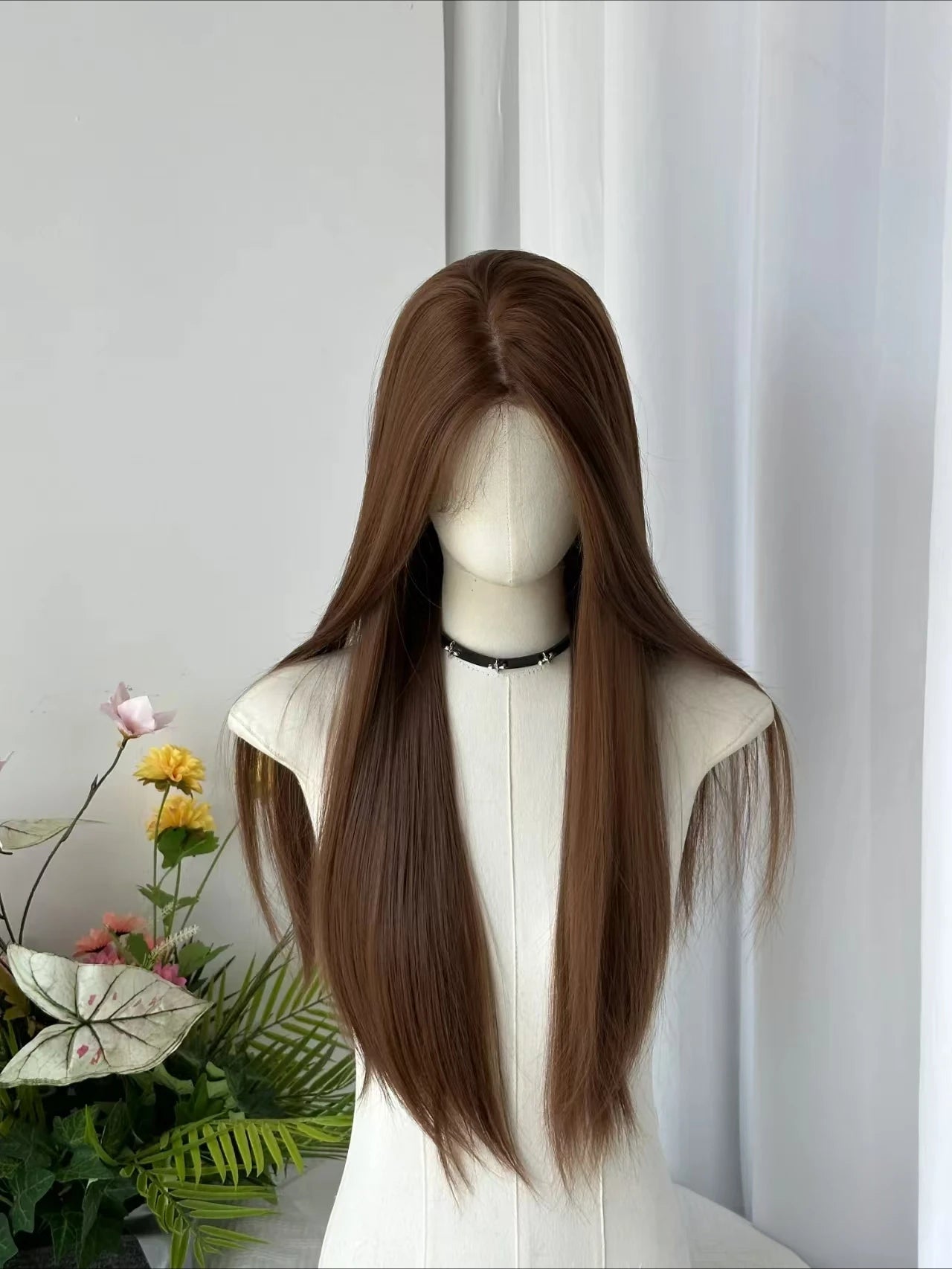 Brown Wig Long Shtriaght Hair Wig 24inch Light Brown Synthetic Wigs for Women Daily Use Heat Resistant Fibers Headband Wig 가발