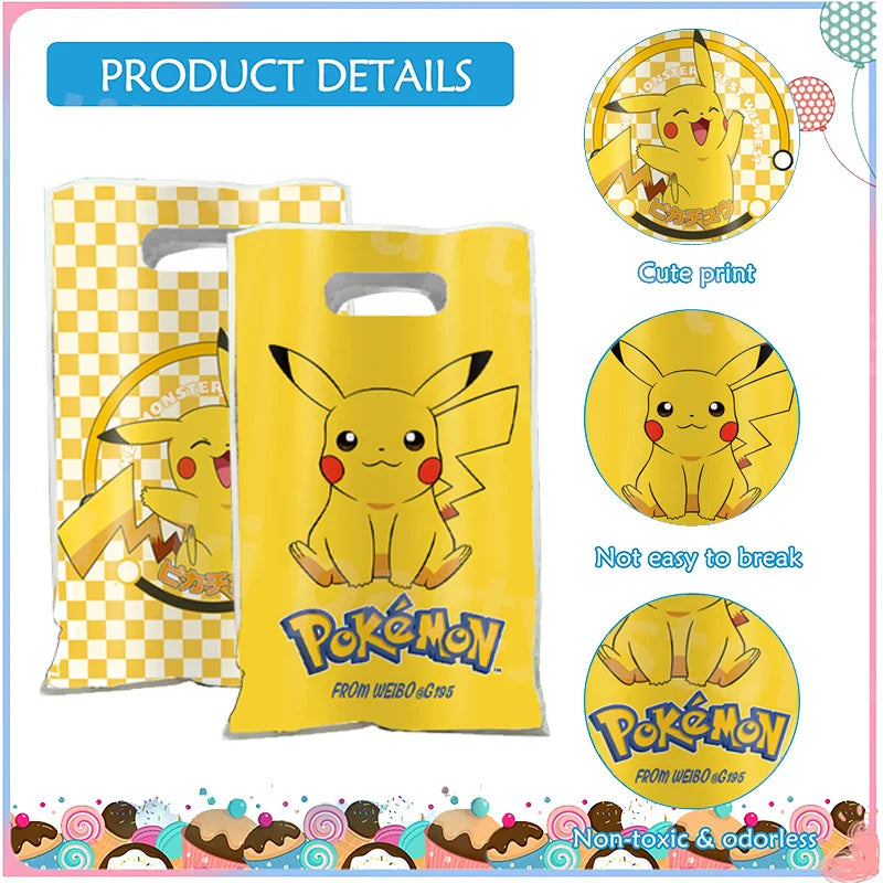 Pokemon Party Bags 16.5*25cm Pikachu Birthday Candy Bag Loot Bag Birthday Party Supplies Decorations Kids Toys Gift Party Favors