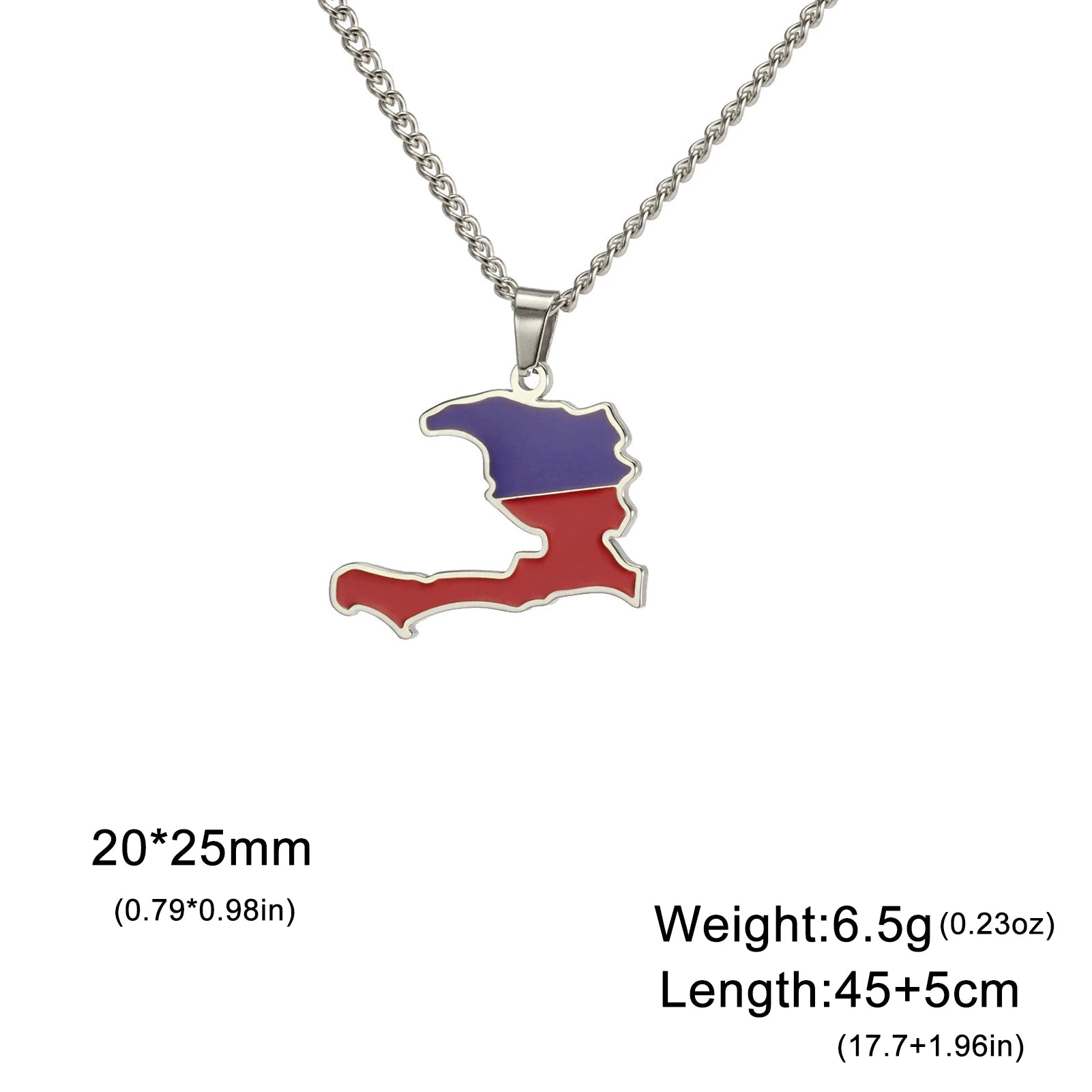 Haiti Flag Map Pendant Necklace – Stainless Steel Haitian Pride Jewelry for Men & Women