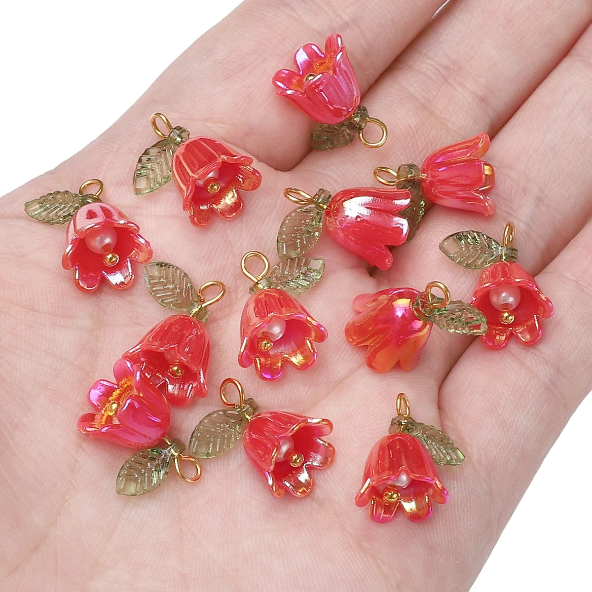 11x14mm 2-10Pcs acrylic lily of the valley flower bud beads plated with colored loose beads, handcrafted DIY making jewelry brac