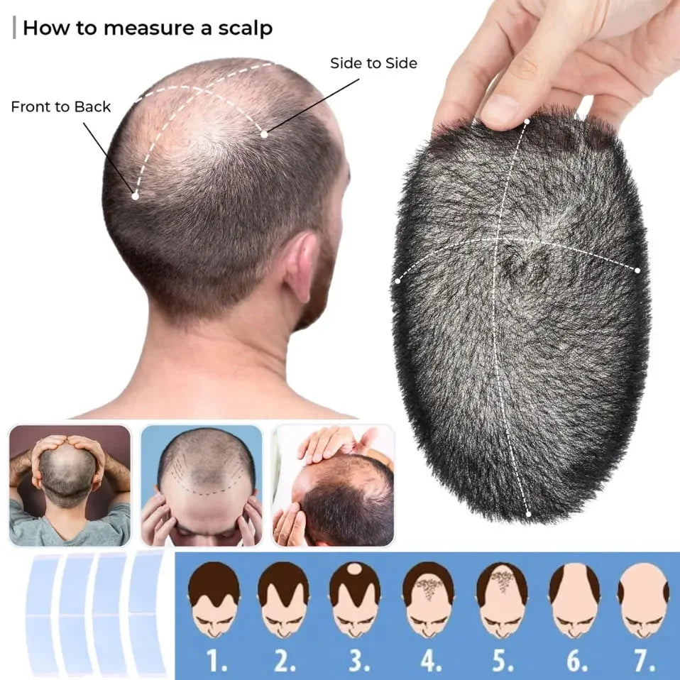 Men's Buzz Cut Toupee | 100% Human Hair | Super Thin PU Skin Base | Natural Black & Blonde