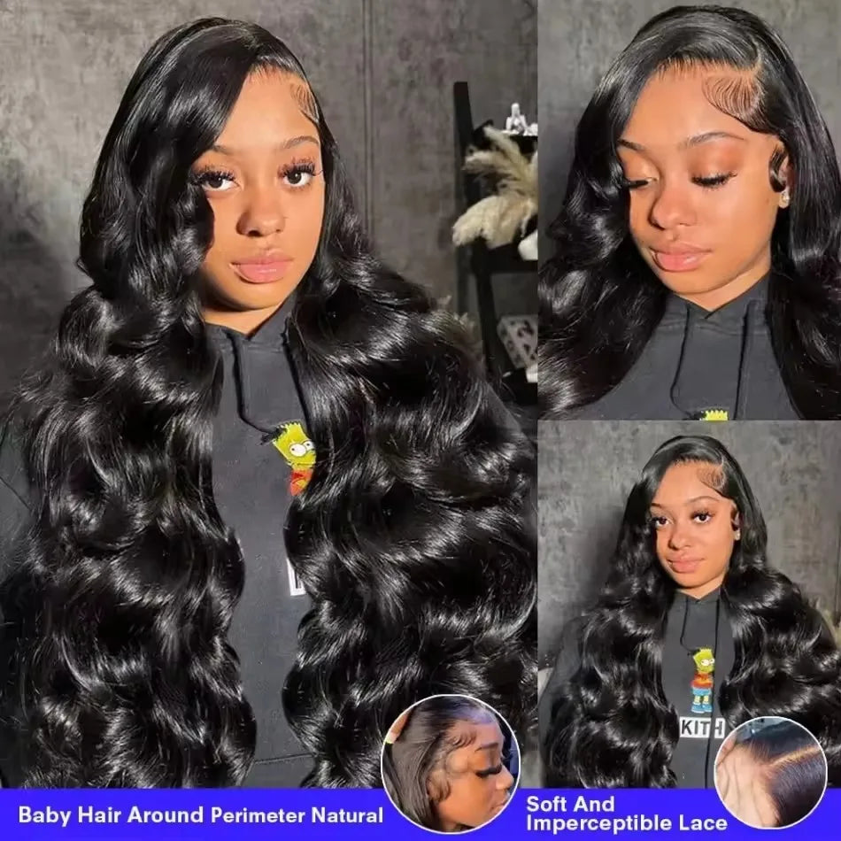 40 Inch 13X6 HD Transparent Body Wave Lace Frontal Wig Loose Wave 13x4 HD Pre Plucked Lace Front Human Hair Wig For Black Women