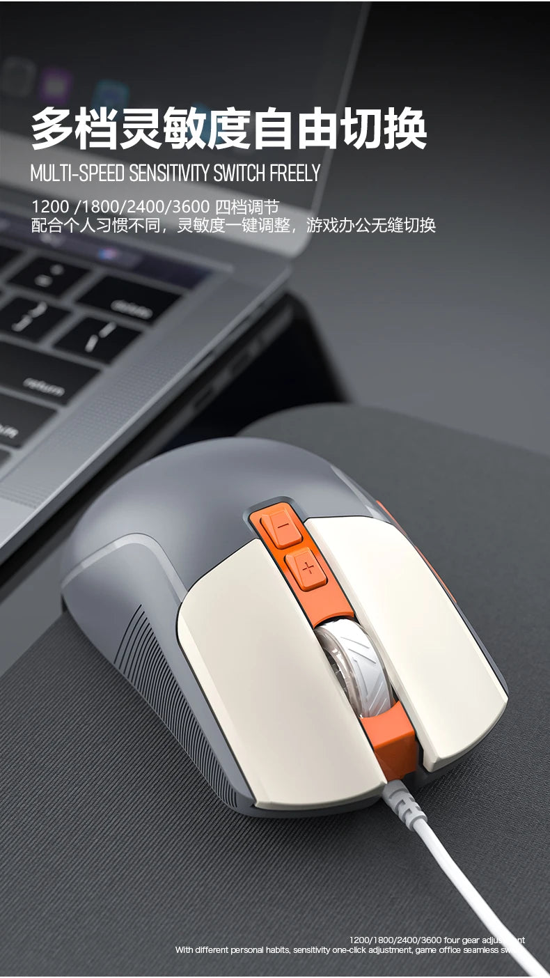 SMAILWOLF M18 RGB Gaming Mouse – Wired USB Ergonomic E-Sports Mouse for PC & Laptop
