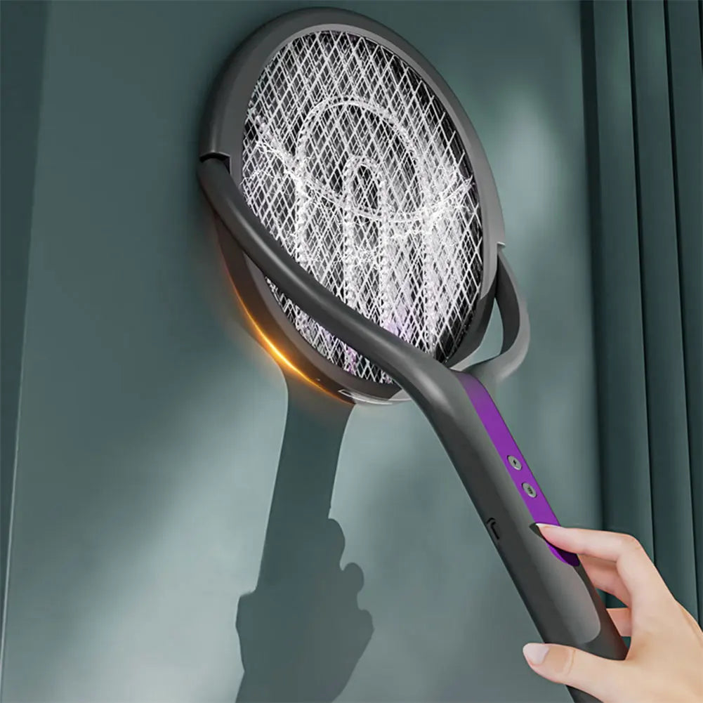 Rotating Head Electric Fly Swatter Rechargeable Fly Zapper 2 in 1 Fly Killer and Mosquito Trap Lamp for Indoor Outdoor