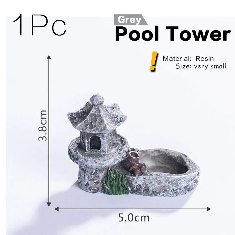 Lighthouse Figurine Miniature | Resin Pool Tower Micro Landscape Ornament | Fairy Garden & Home Decor Accessory