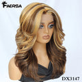Ombre Brown Blonde Synthetic Body Wave Lace Front Wig 13x5x1 For Black Women 18“ T Part Wavy Layered Cosplay Wig with Baby Hair