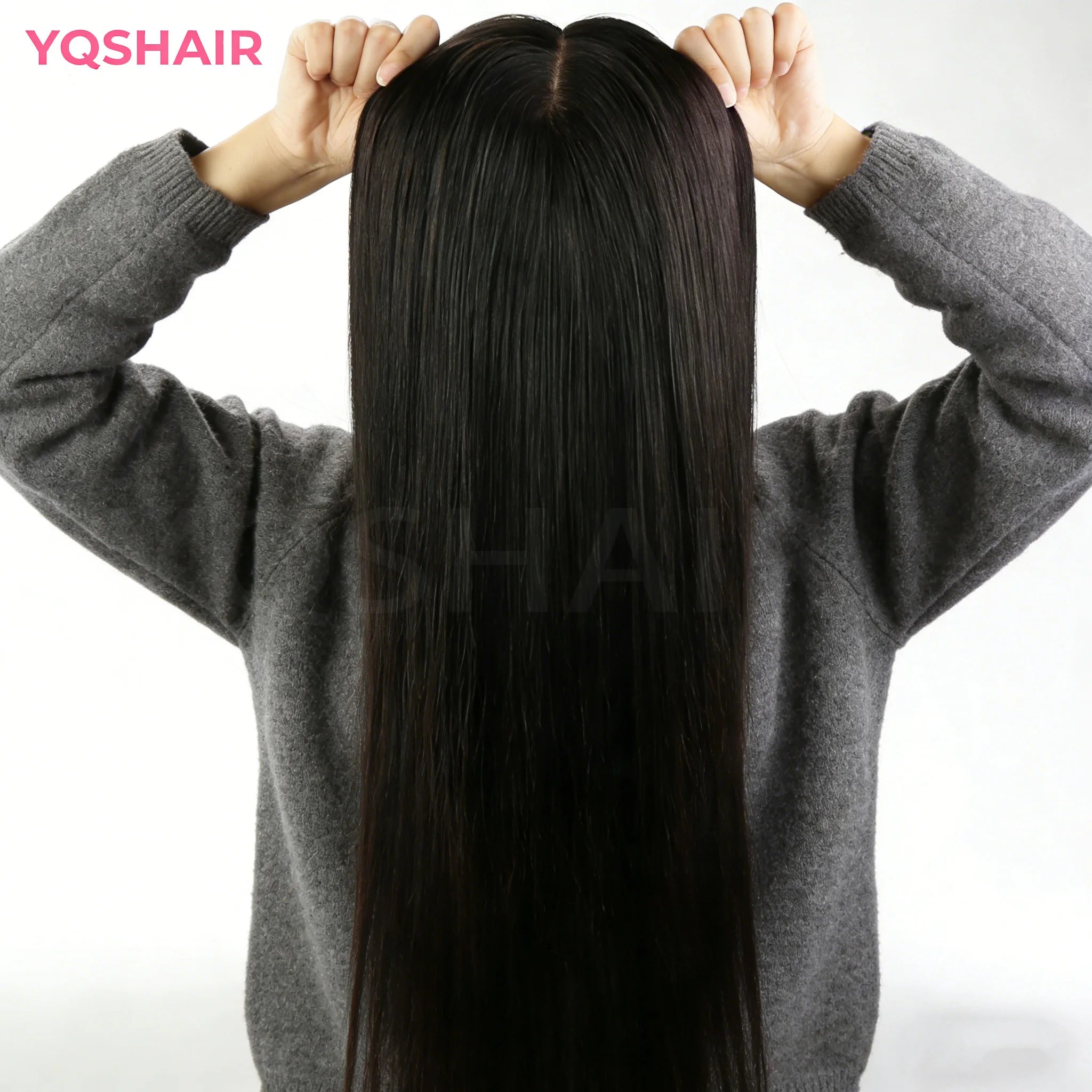 6x6inch Silk Base Topper with Air Bangs Virgin European Human Hair Wig for Women Silk Top with PU Front Glueless Soft Breathable