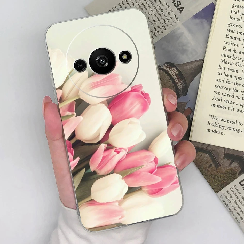 Xiaomi Redmi A3 Phone Case – Butterfly Coloured Drawing Back Cover with Screen Protector