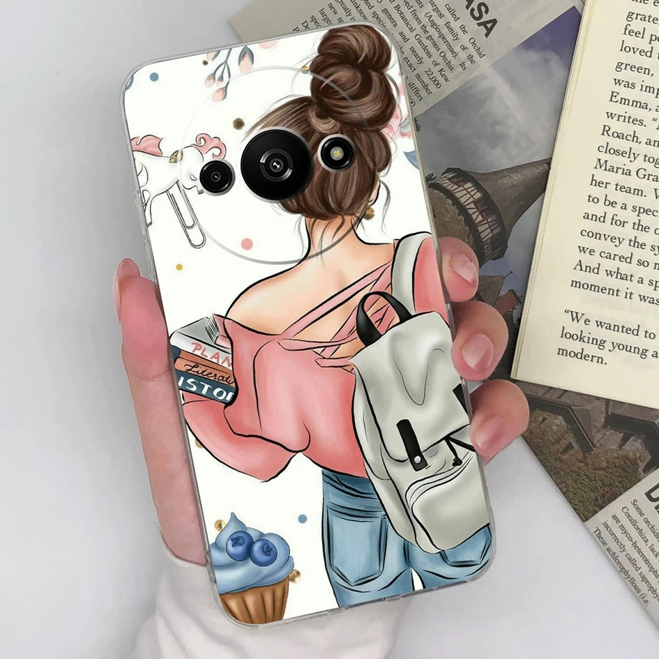 Xiaomi Redmi A3 Phone Case – Butterfly Coloured Drawing Back Cover with Screen Protector