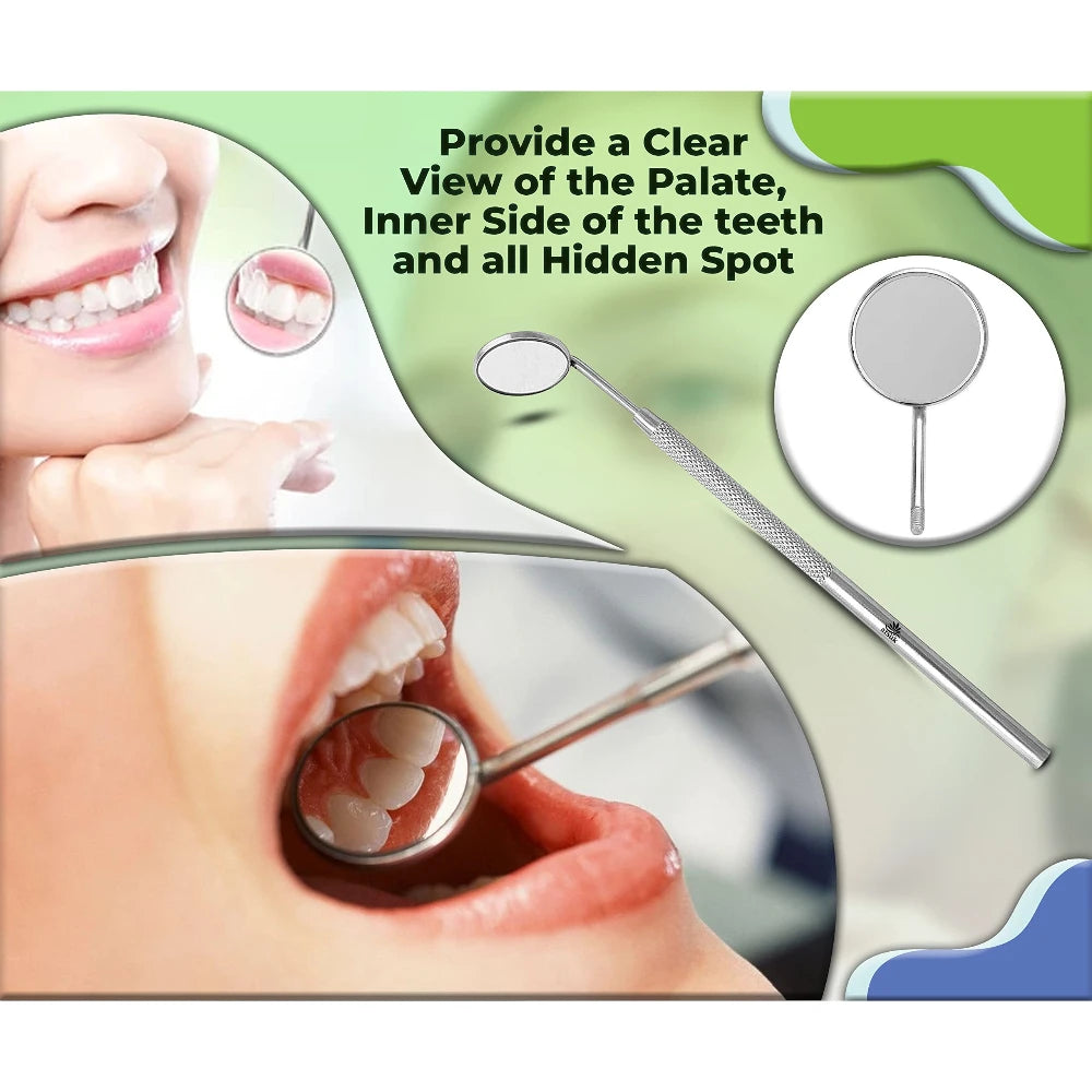 NIGF 1pc Stainless Steel Dental Oral Mirror Eyelash Extension Teeth Whitening Cleaning Tool Makeup Tool Handle Mirror