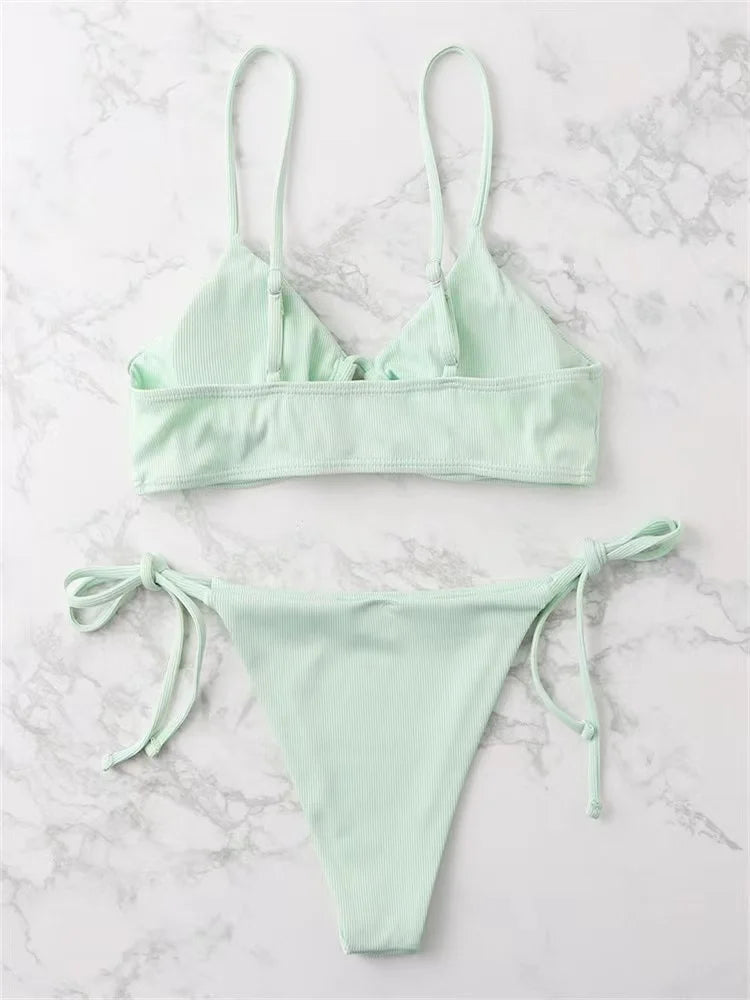 Low Waist Solid Brazilian Bikini Set – Women's 2-Piece Swimsuit