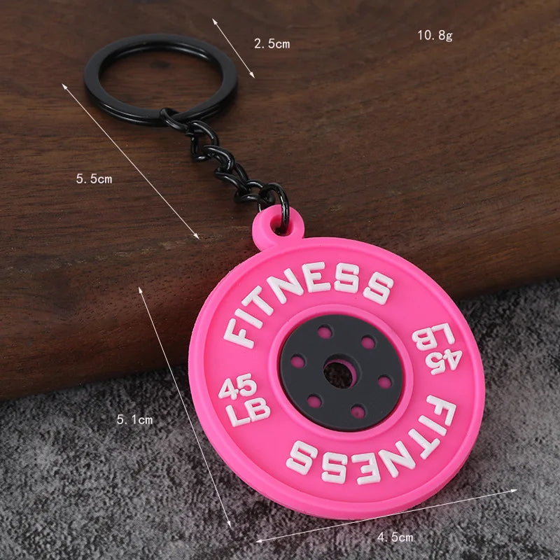 3D PVC Sports Fitness Pendant Mini Barbell Plates Keychain Kettlebells Water Cups Simulation Dumbbell Keyring Creative Bag Charm