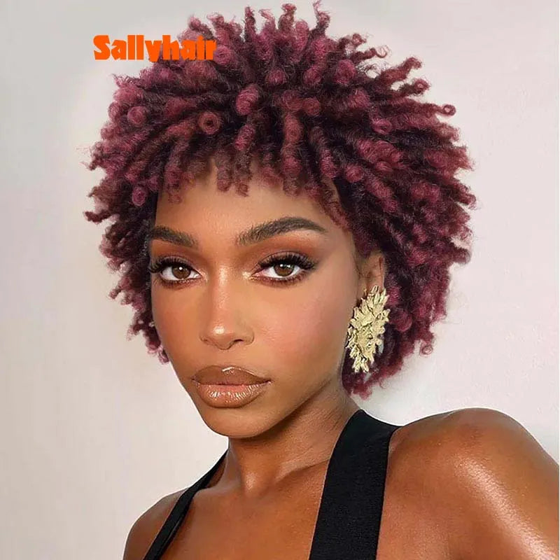 3inch Short Afro Dreadlock Wig Curly Faux Locs Hair Wigs Short Dreadlock Wig for Black Women And Men Afro Kinky Twist Wig