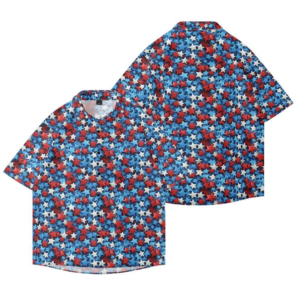 Men's American Flag Hawaiian Shirt – 4th of July Button-Up