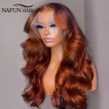 Reddish Brown 13x4 Body Wave Lace Frontal Human Hair Wigs Brazilian Virgin Remy Hair 13x6 Transparent Lace Front Wig For Women