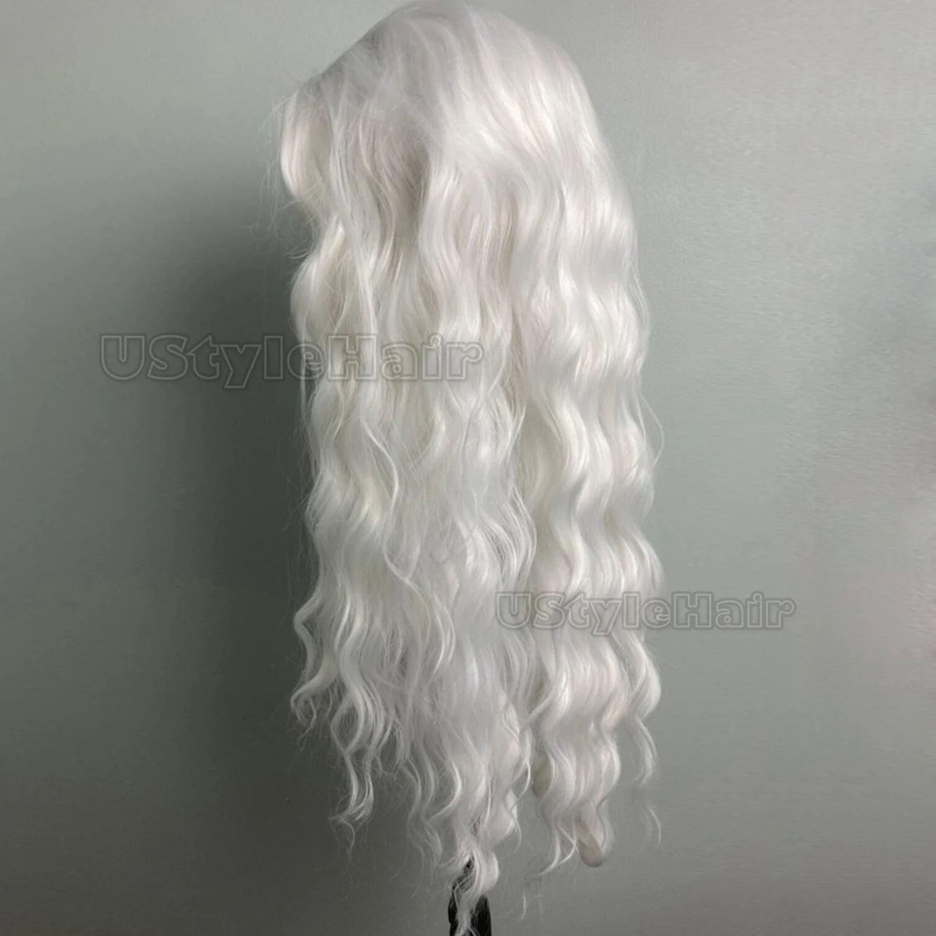 White Deep Wave Wig 13x4 Lace Front Wig Long Synthetic Frontal Wigs for Women Glueless Daily Wear Cosplay Wigs Heat Resistant