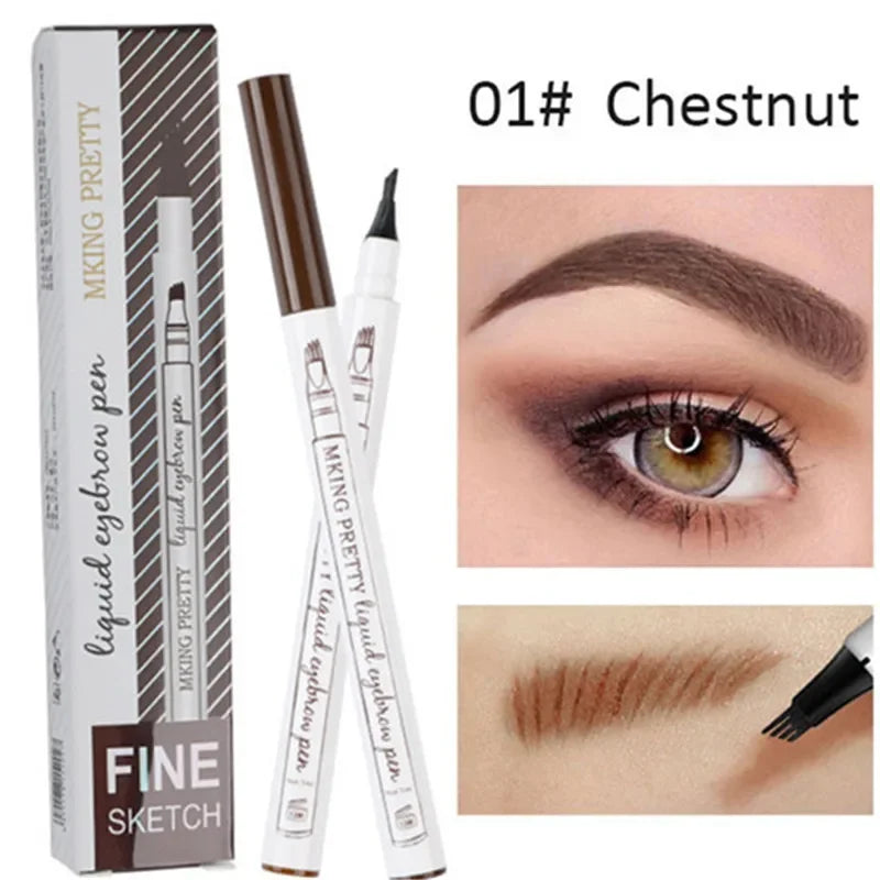 1pc 4 Head Eyebrow Marker Pencil Waterproof Microblading Eyebrow Thin Tattoo Pen Eyebrows Shades Makeup Eye Brow Pencil