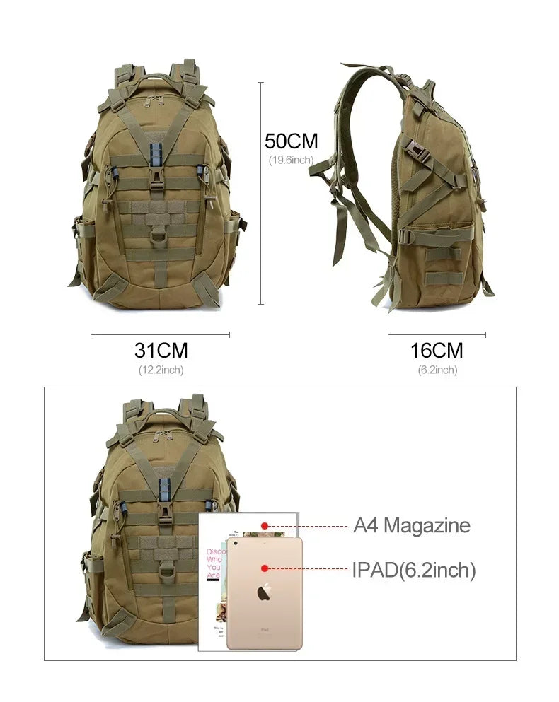 40L Camping Hiking Backpacks Tactical Backpack for Men/women Reflective Outdoor Climbing Rucksack Bag Survival Molle Travel Bags