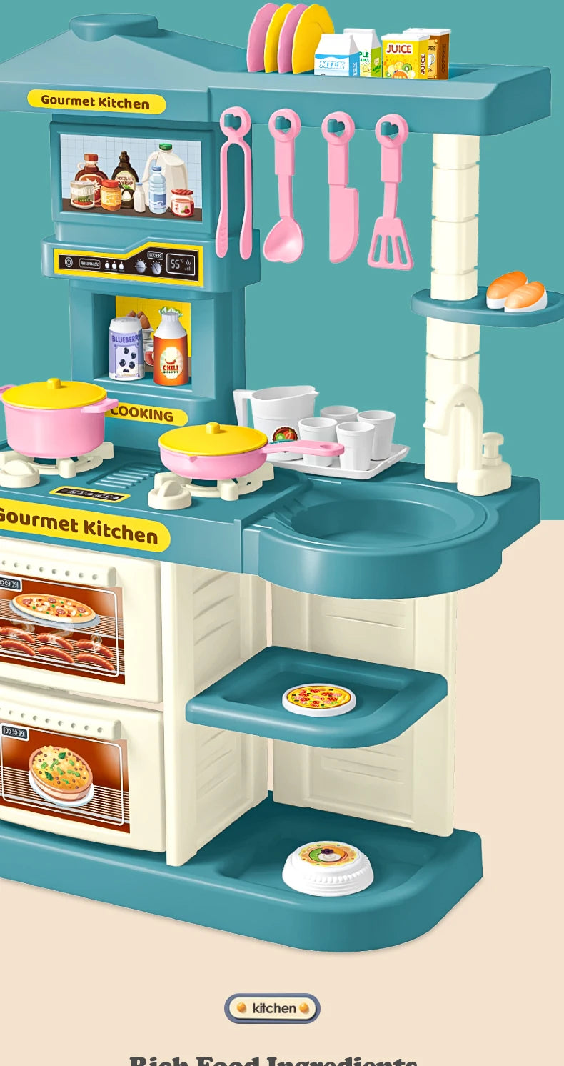 Kids Play Kitchen Accessories Playset – Toy Foods, Pans, Pots, Breads & Utensils for Ages 3+
