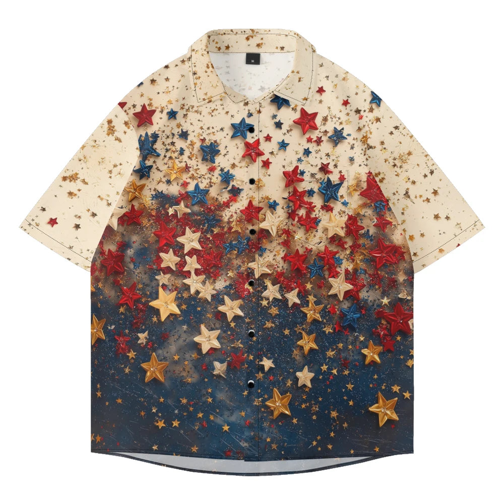Men's American Flag Hawaiian Shirt – 4th of July Button-Up