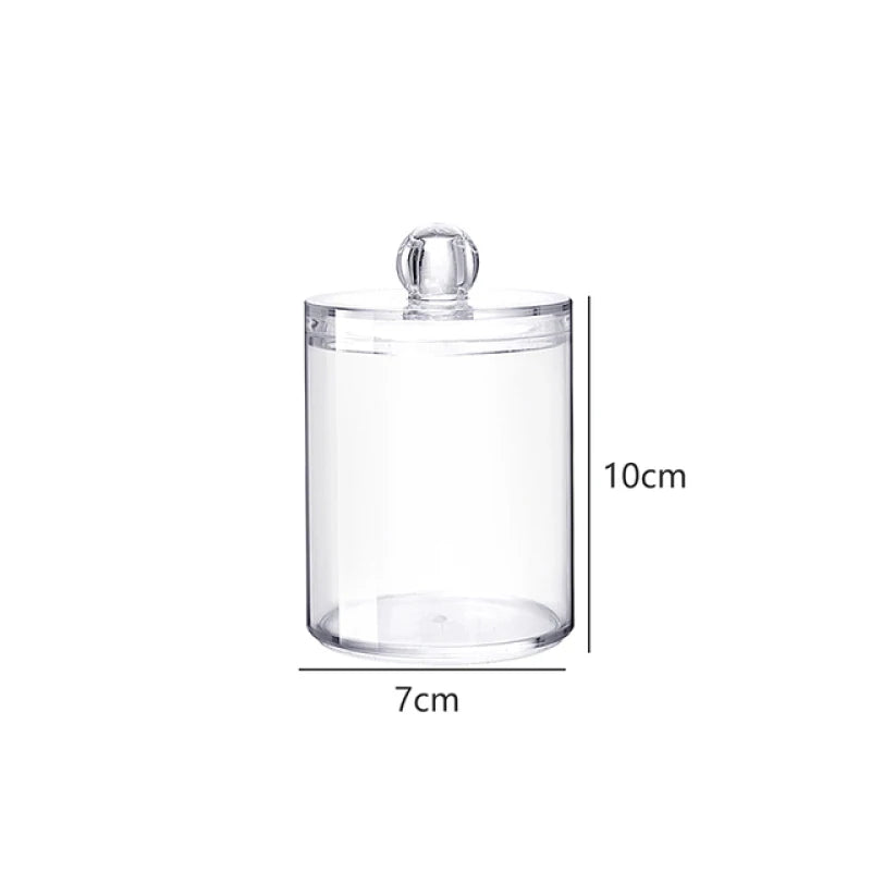 Acrylic Storage Box Bathroom Jar Makeup Organizer Cotton Round Pad Holder Cotton Swab Box Qtip Holder Dispenser with Bamboo Lid