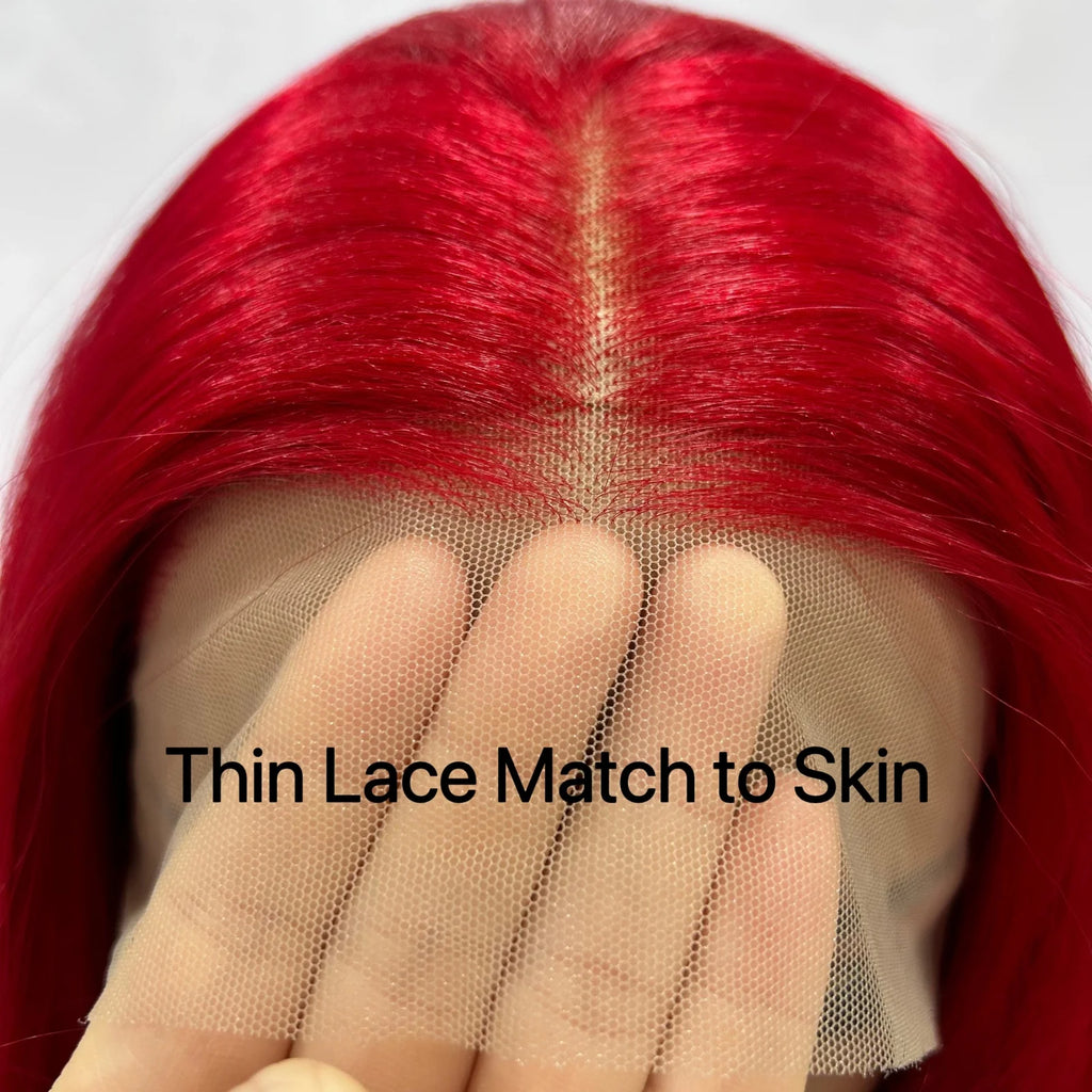 Red Wigs Long Wavy Wig for Women Synthetic Middle Part Natural Curly Body Wave Heat Resistant Fiber Wig for Daily Party Cosplay