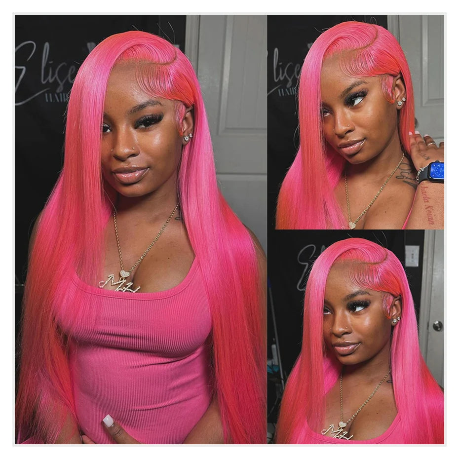 Pink Human Hair Wig – 30 & 38 Inch 613 HD Lace Frontal 13x6 Colored Wig