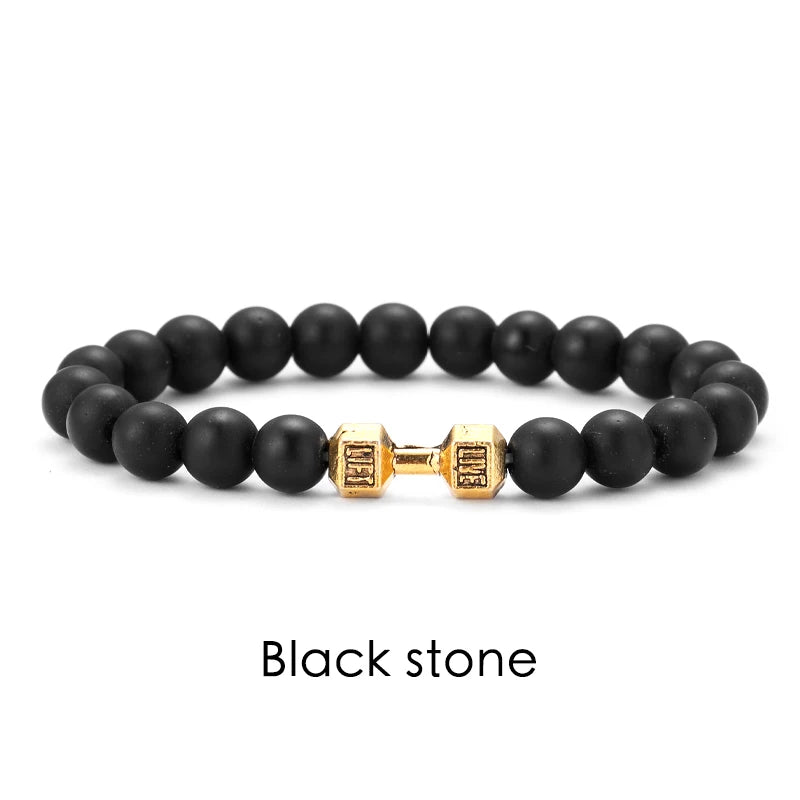 Natural Volcanic Stone Bracelet – Matte Black Lava Bead Fitness Bracelet for Men & Women