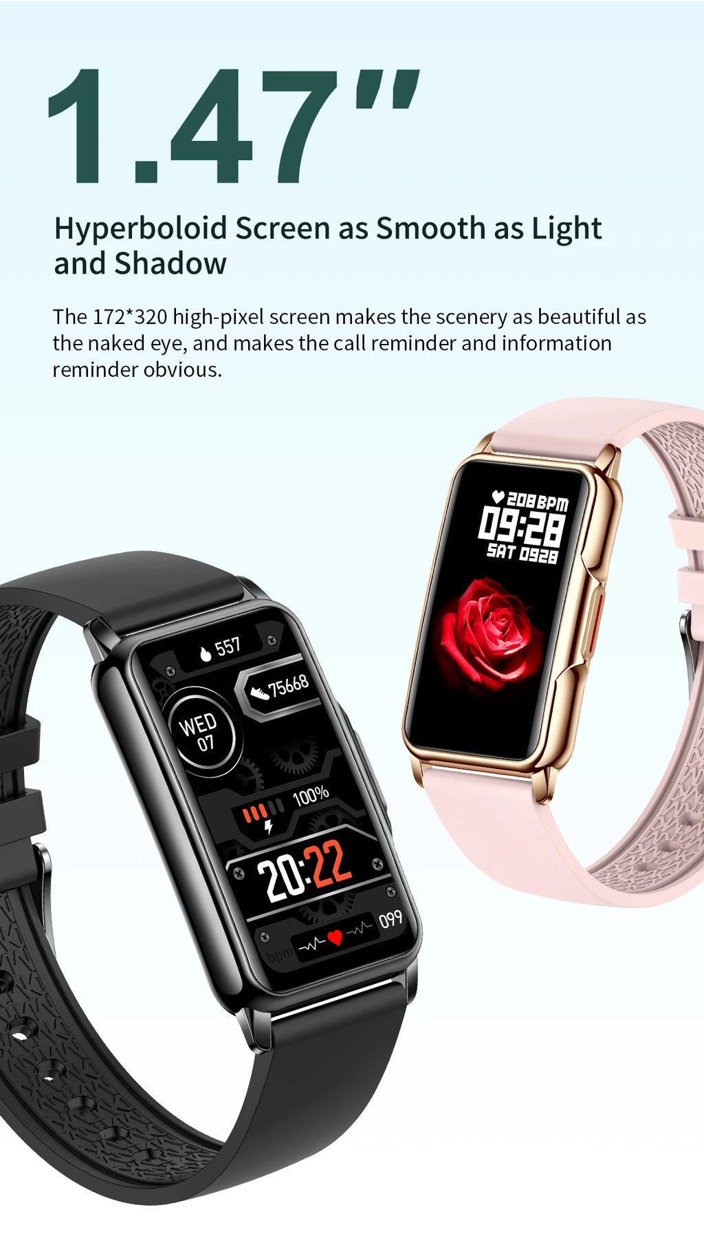 LIGE Women's Smartwatch – 1.47" Bluetooth Fitness Bracelet with Blood Oxygen & Sleep Monitor