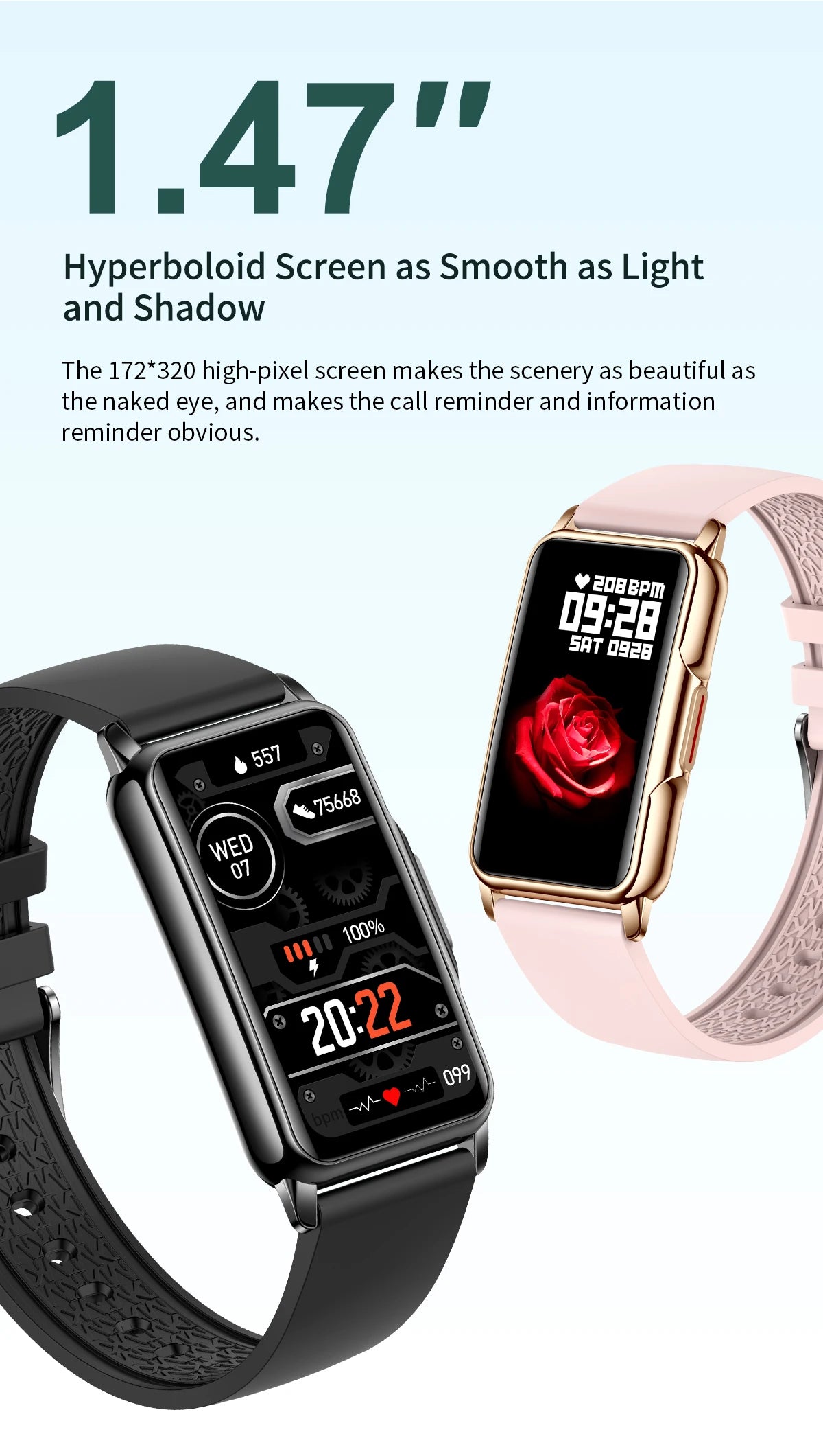LIGE Women's Smartwatch – 1.47" Bluetooth Fitness Bracelet with Blood Oxygen & Sleep Monitor