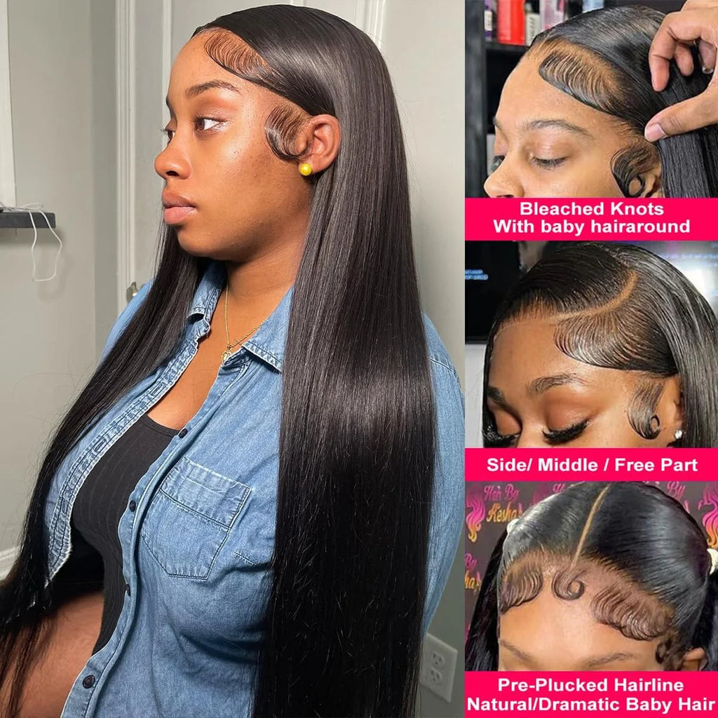 13x4 Bone Straight Lace Front Wig 13x6 Transparent Lace Closure Wig 38 40 Inch Human Hair Wigs For Women 360 Full Lace Front Wig