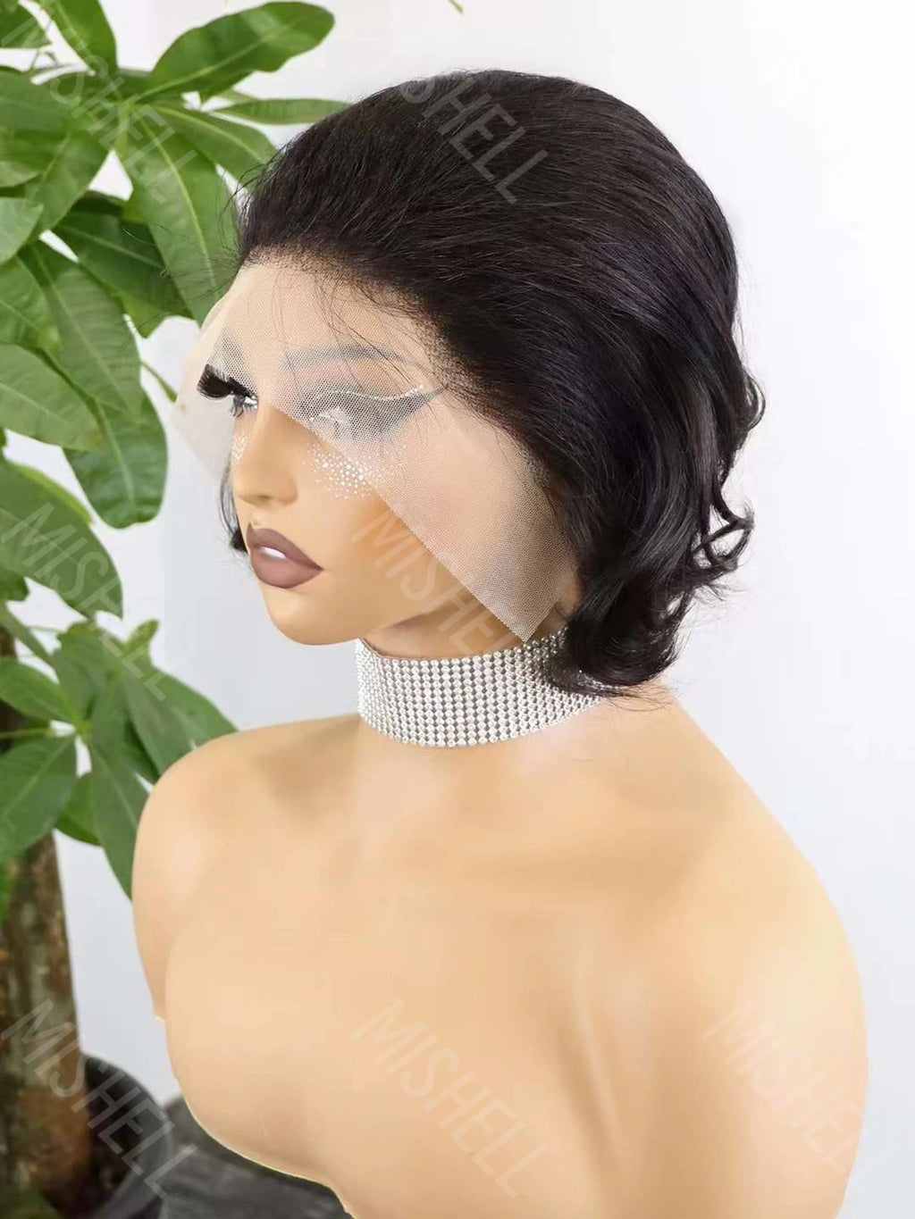 13x4 Lace Frontal Bob Wigs Pixie Cut Brazilian Remy Human Hair Short Bob Wig Natural 200% Density Wavy Lace Wigs for Black Women