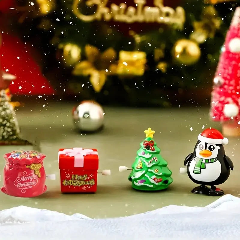 Wind-Up Jumping & Walking Figurines | Santa Claus & Snowman Clockwork Toys | Christmas Party Favors & Home Decor Ornaments